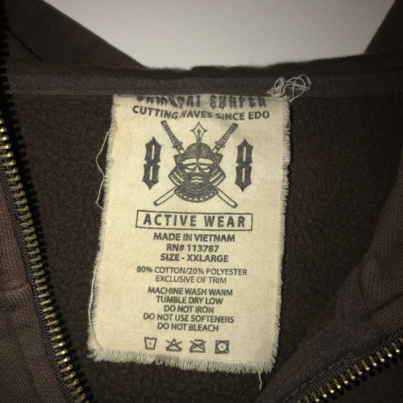 Samurai Surfer Hoodie. Brown size 2XL - Picture 3 of 5